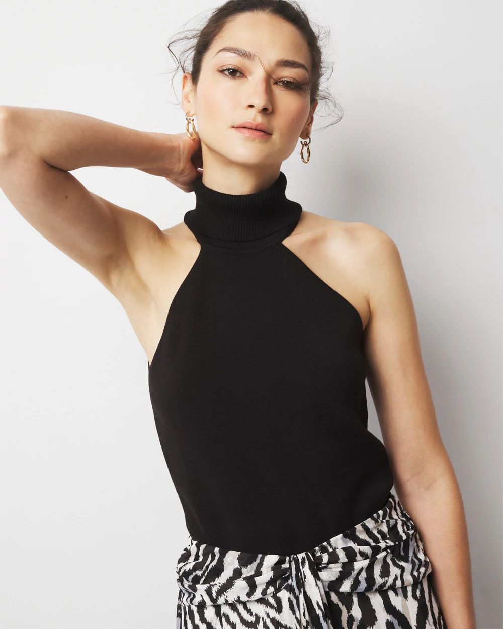 Petite Halter Turtleneck Sweater | White House Black Market